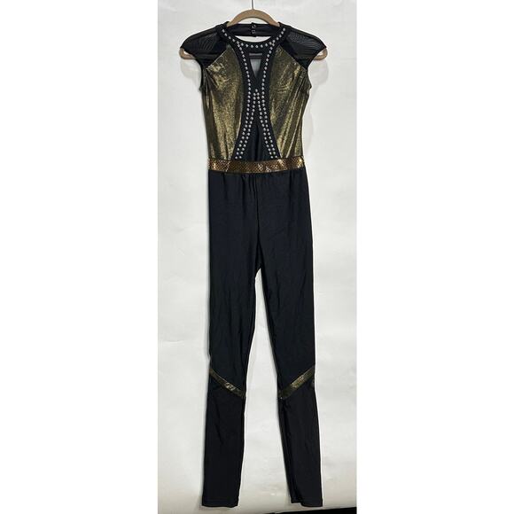 Revolution Costume Women S Stud Gold Black Jumpsuit Swift Halloween Pop Star - Picture 1 of 10